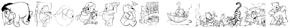 "Rainbow Text" rendered in the 001 Disney's Pooh1 font