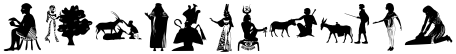 "Hieroglyphs" rendered in the EgyptianSilhouettes font