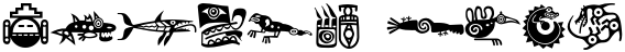 "Rainbow Text" rendered in the MiniPics LilAncients font