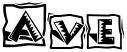 "Ave" rendered in the Ryp fiestaB font