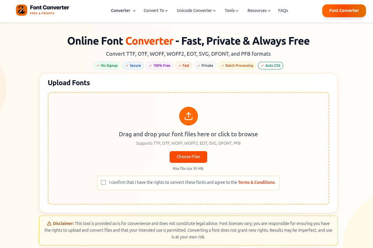 Online Font Converter | Convert TTF, OTF, WOFF2 & 5 More Formats Free
